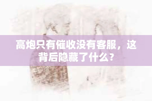 高炮只有催收没有客服，这背后隐藏了什么？