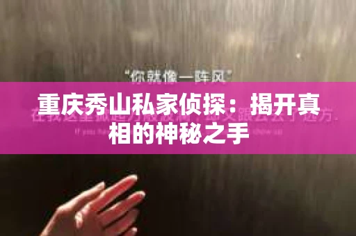 重庆秀山私家侦探：揭开真相的神秘之手