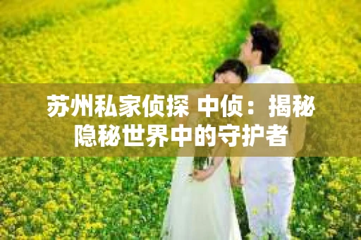 苏州私家侦探 中侦：揭秘隐秘世界中的守护者
